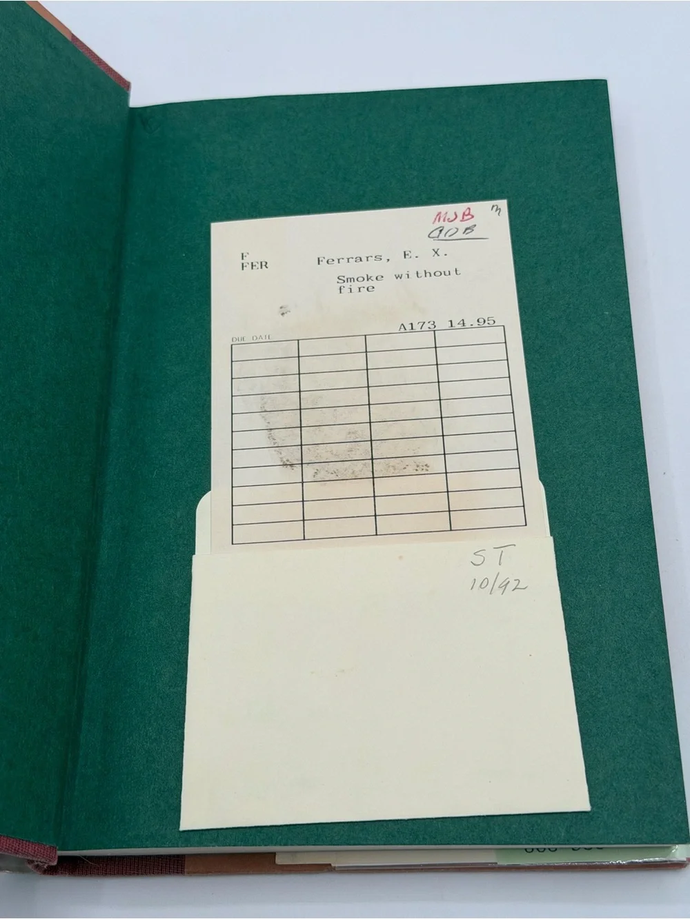 Smoke Without Fire by E.X. Ferrars Hardcover Book 1991 First Edition Library